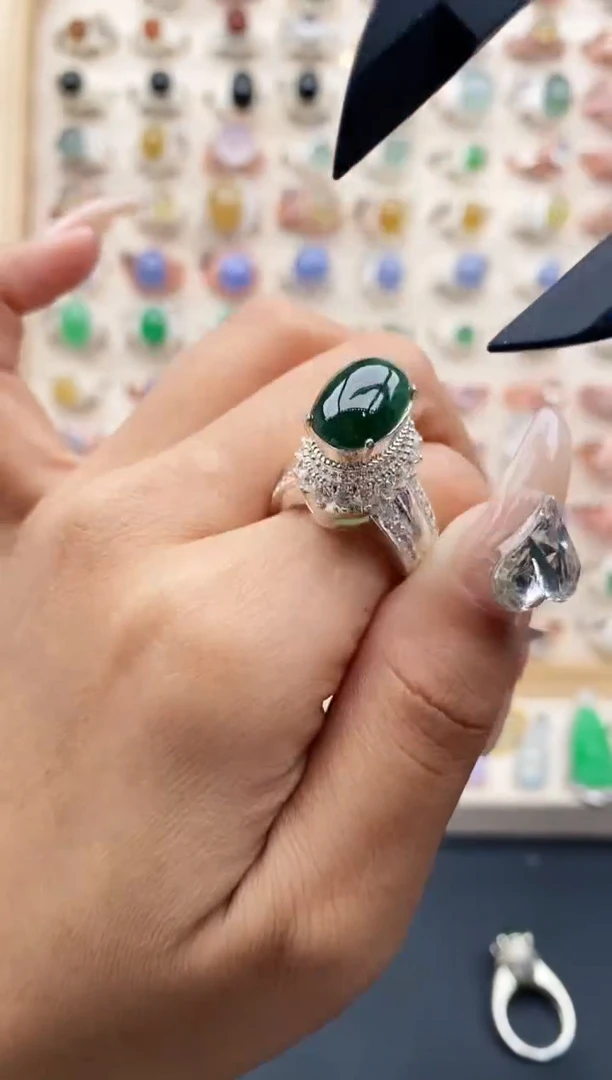 【闪购商品】翡翠戒指未镶嵌缅甸天然A货翡翠333   9+10