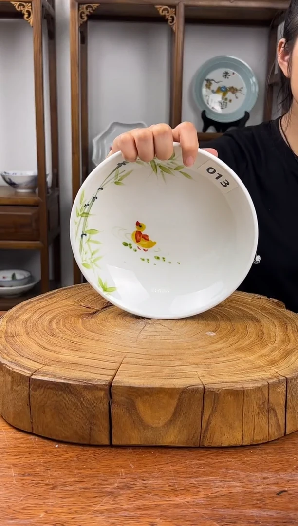 瓷片景德镇手绘釉中彩（食品级）圆深盘013