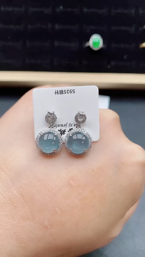 【闪购商品】翡翠耳饰银S925镶嵌50800
