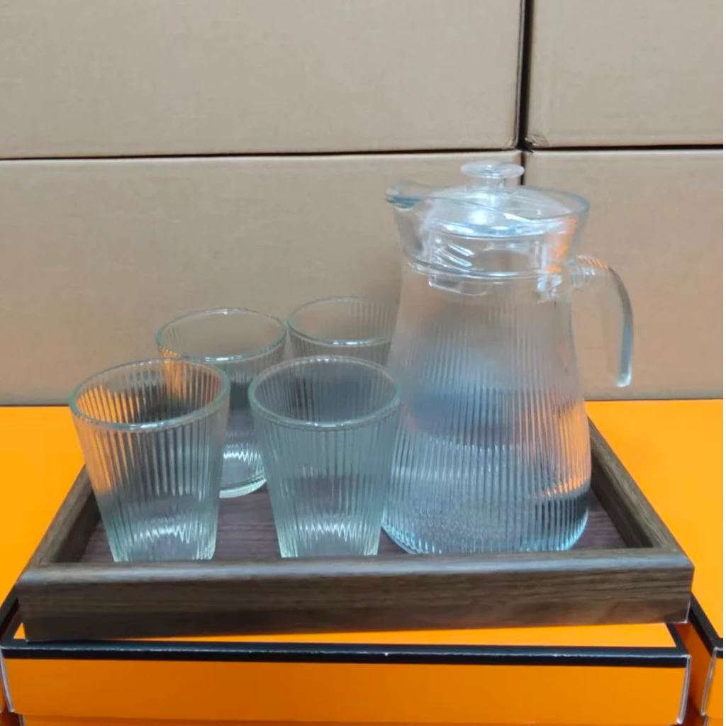 公道杯简约透明水具套装北欧INS风1个壶锤纹耐热水杯