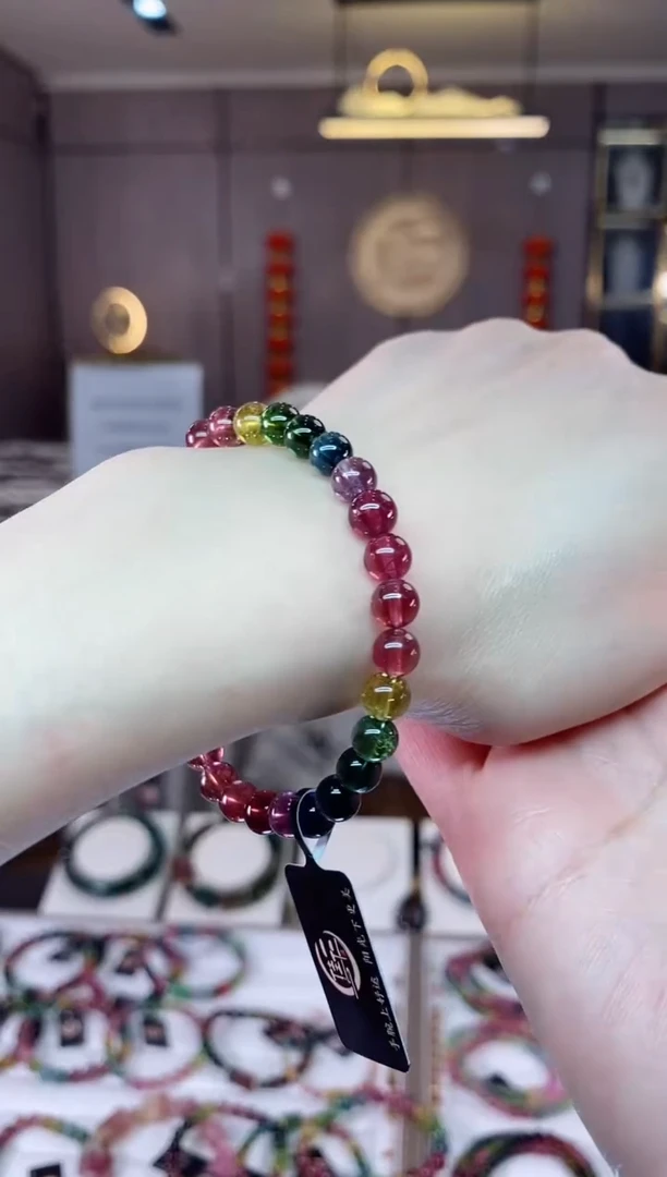 【闪购商品】碧玺收藏级单圈手串6mm+未镶嵌一物一证dan