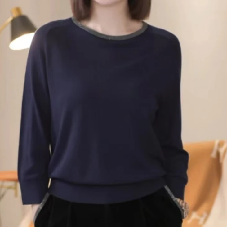 【889主播推荐】2024秋季潮流休闲百搭女生上衣v领针织女长袖时尚