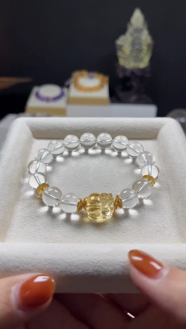 未镶嵌手链水晶阳**雨天然白水晶设计手串10mm