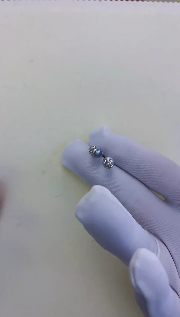 银S925镶嵌饰品海水珍珠真多麻色设计款耳饰