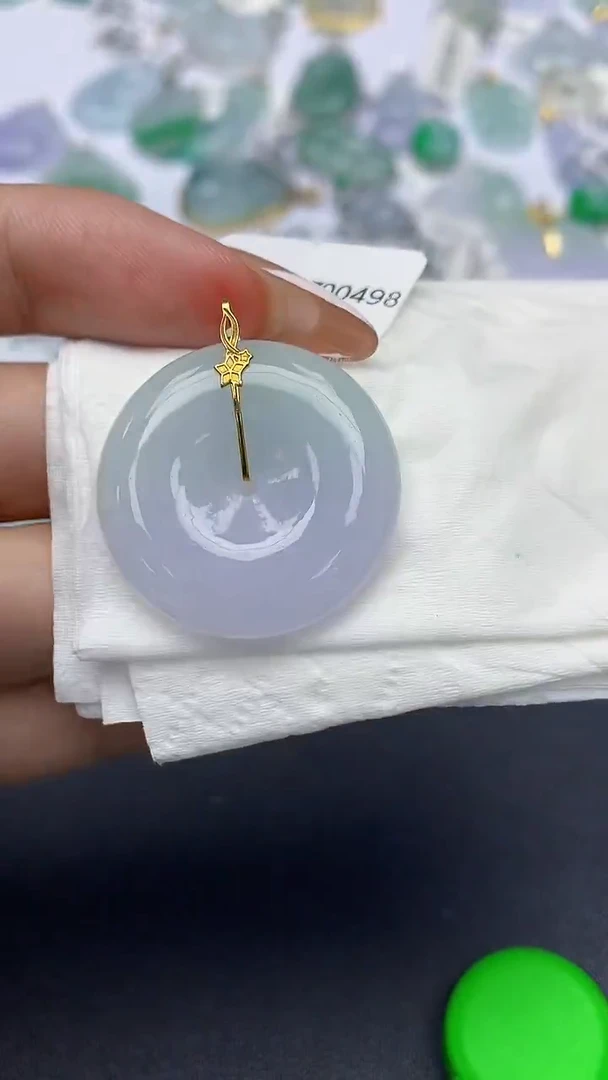 颈饰18K金镶嵌翡翠天然缅甸a货翡翠百元以上9元证书费自理