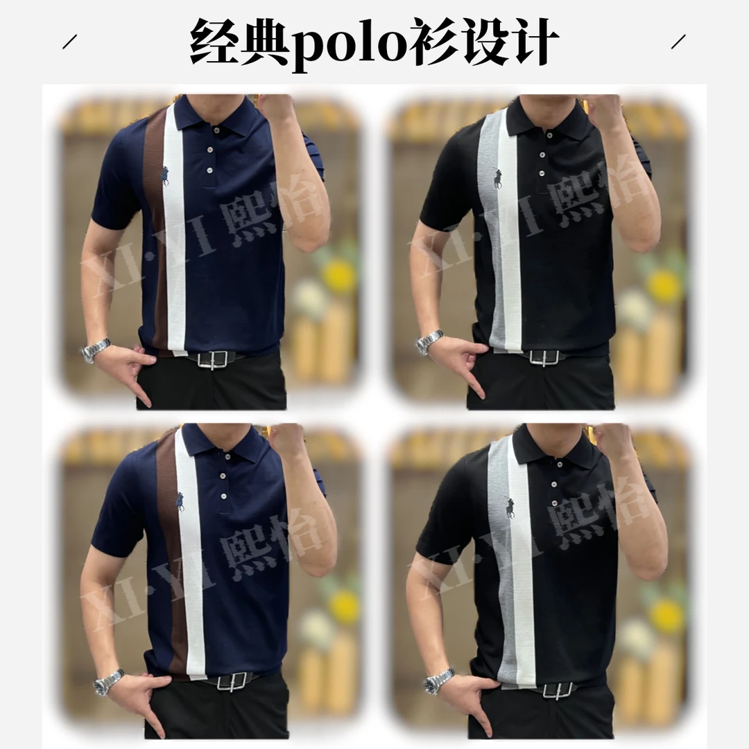 【XI.YI/熙怡】男士早秋新款百搭刺绣保罗撞色轻奢POLO衫 #HC25838