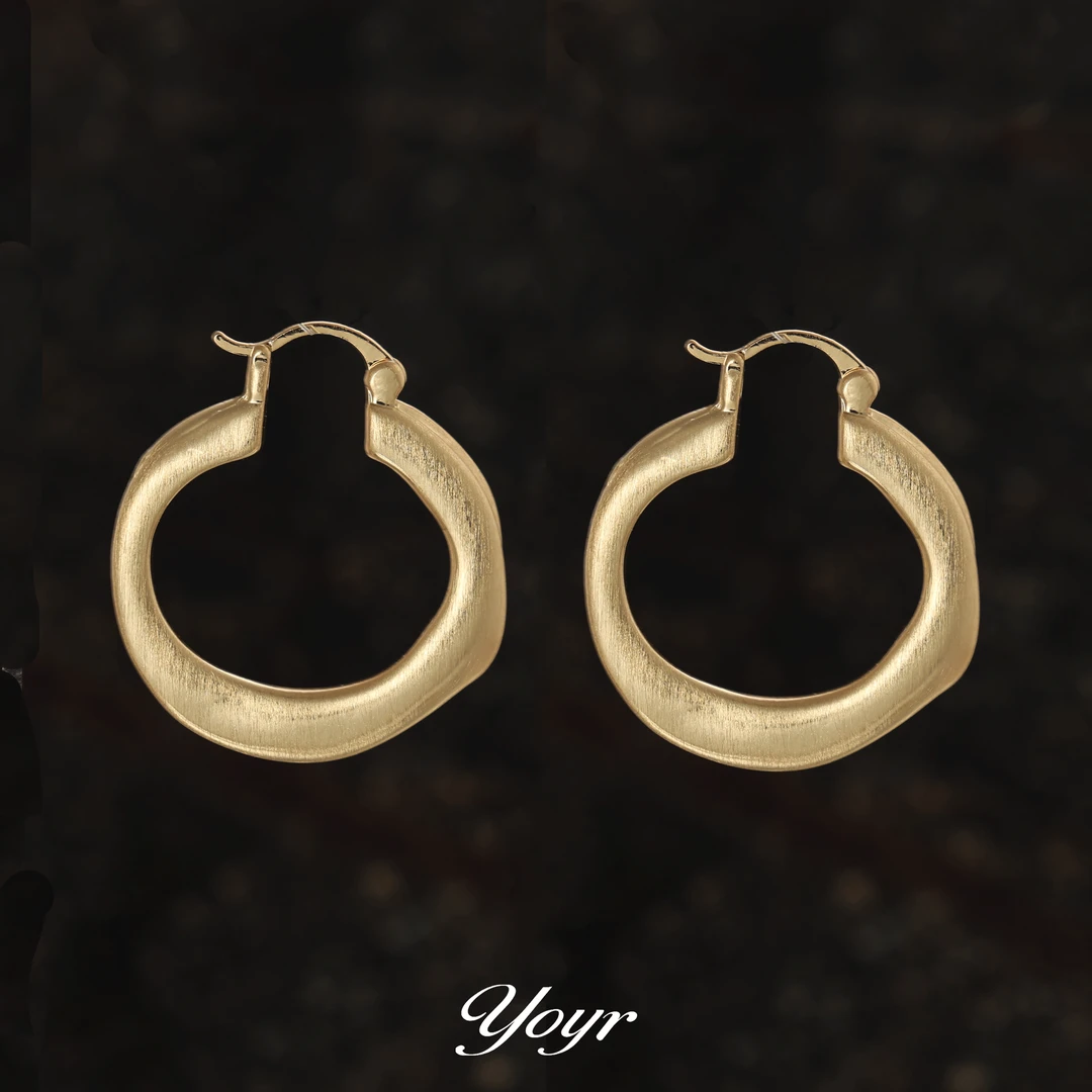 YOYR 黄铜耳饰 法式拉丝扭曲耳圈简约法式小众高级感耳环