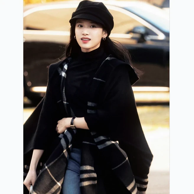 正确版！原厂新款2025高端定制羊绒斗篷系列双面加厚保暖披肩B01