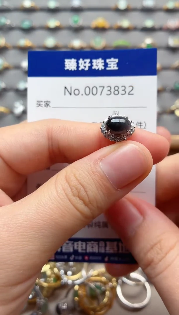 银S925镶嵌戒指翡翠1