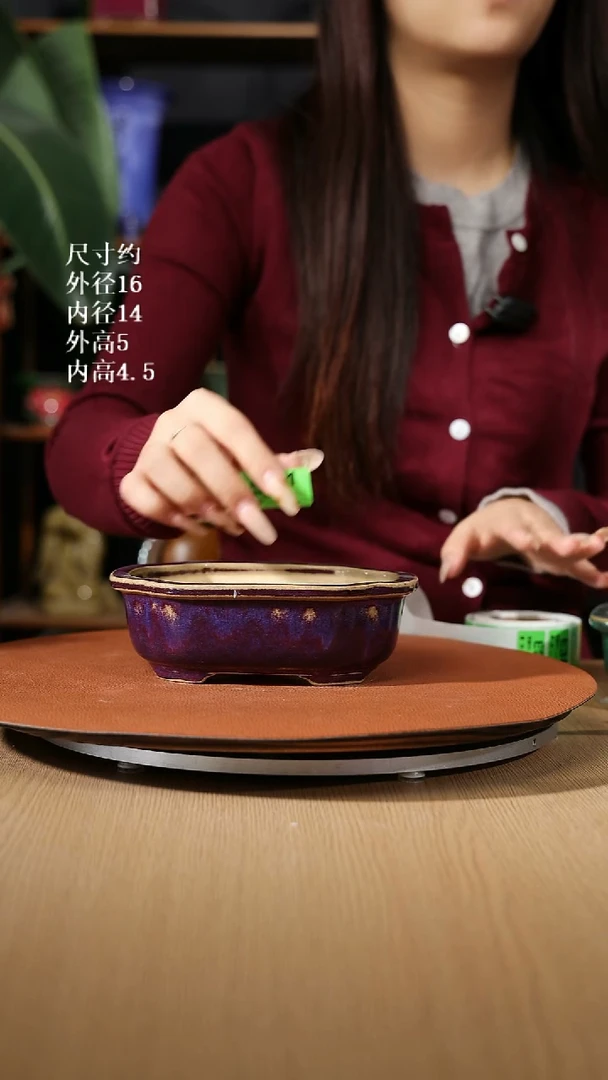 【石湾花盆】海棠角盆印制款381