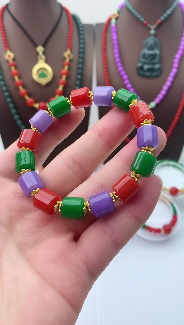 【闪购商品】翡翠手链14K金镶嵌S111手链