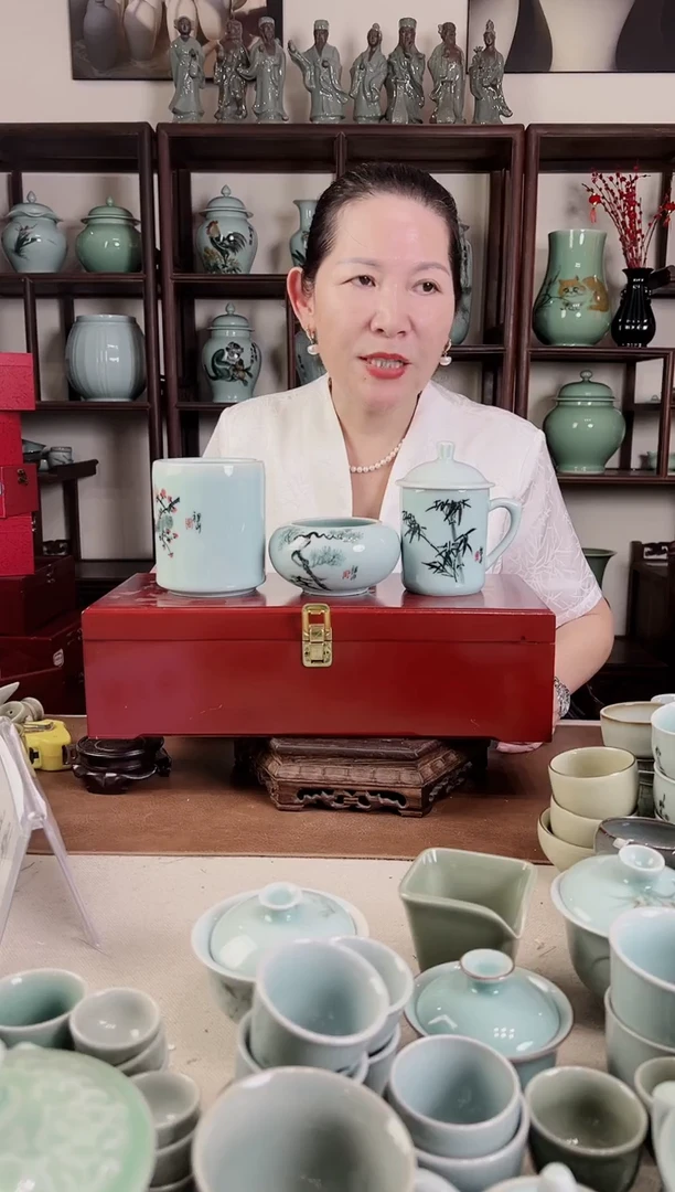 釉中彩 办公 三件套B（图案随仓库）