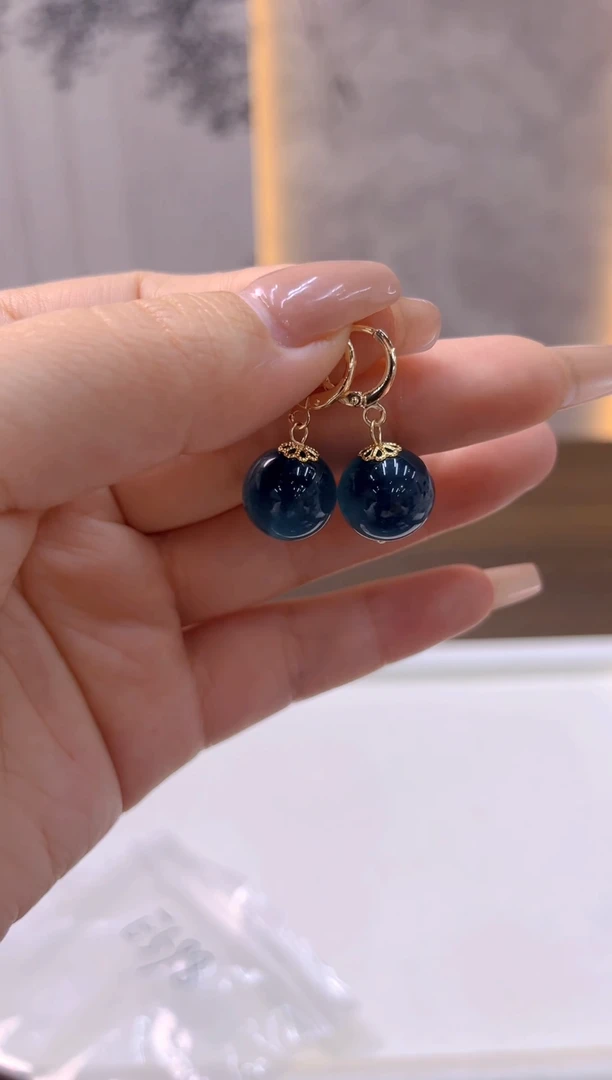 14K金镶嵌翡翠耳饰E598