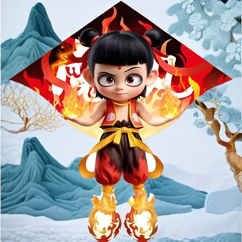 潍坊2025新款魔童风筝大人春游专用成人微风易飞创意