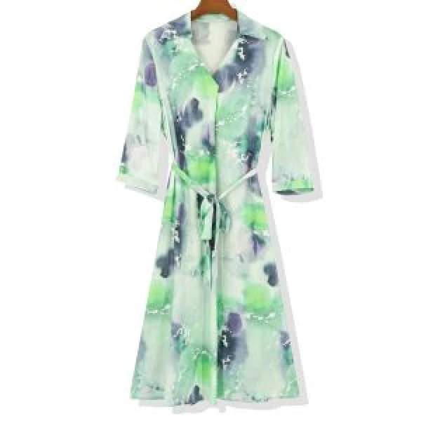 夏季新款撞色桑蚕丝气质百搭连衣裙25DAK0731