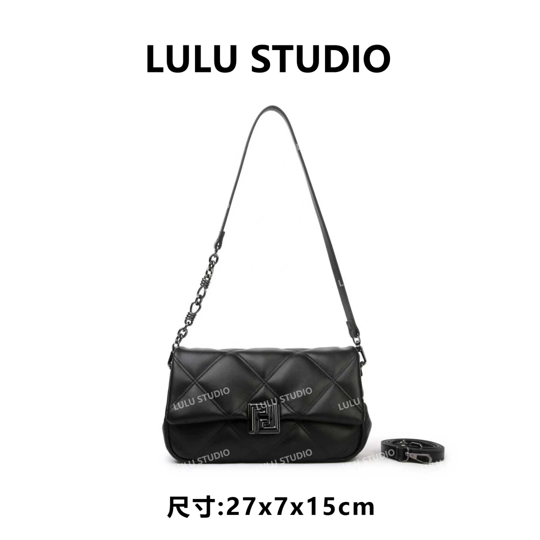 【RAIN.CUN】SKL-77596-黑色RAIN.CUN气质时尚百搭简约斜跨轻奢女包