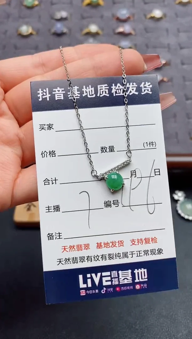 颈饰银S925镶嵌翡翠.