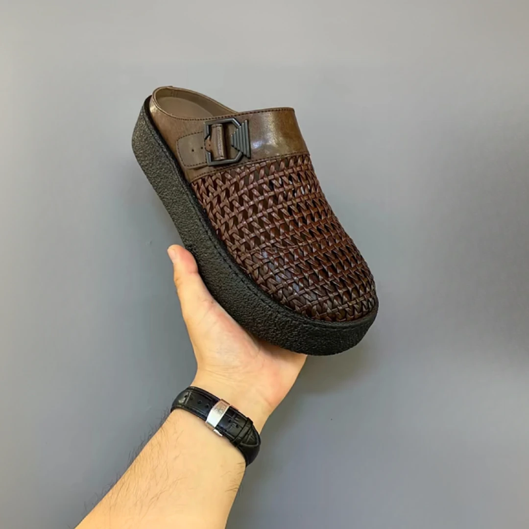 5880-71新品男士纯皮编织凉鞋休闲舒适男拖鞋百搭帅气潮流高级感