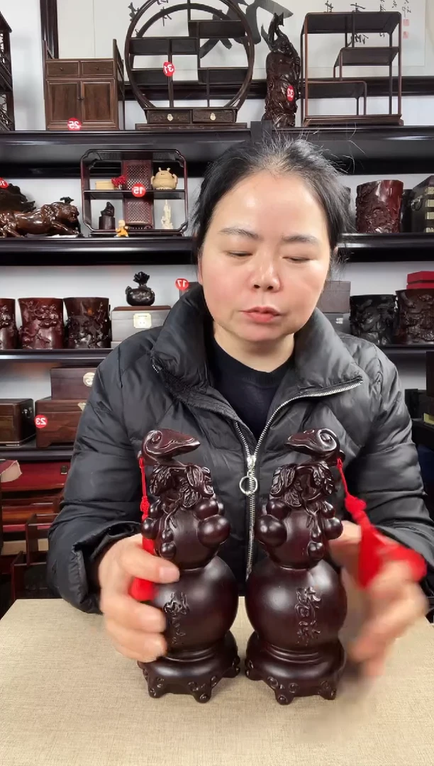 木一对葫芦老李红木工艺品