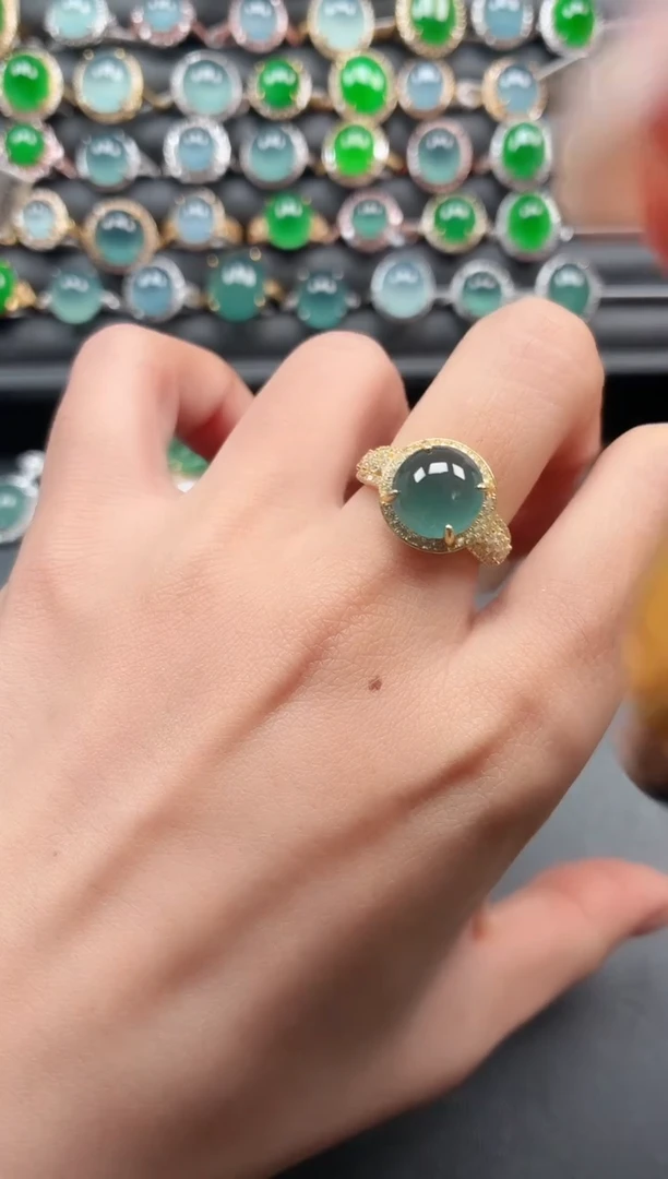 银S925镶嵌戒指翡翠111