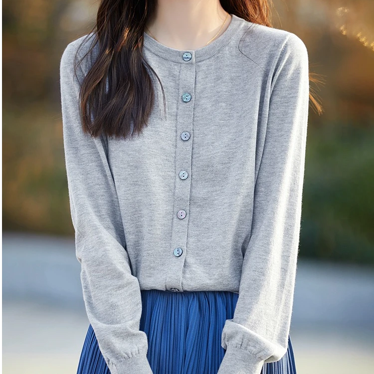 薄款 针织开衫外套女圆领长袖上衣外塔空调防晒开衫外套2353