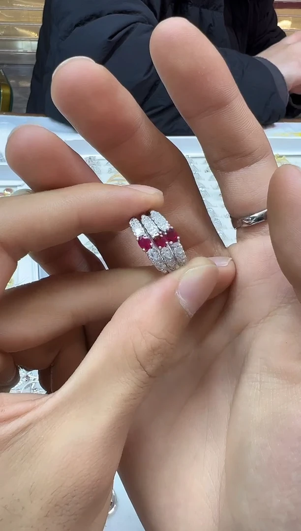 银S925镶嵌戒指红宝石青13043多样性发其一