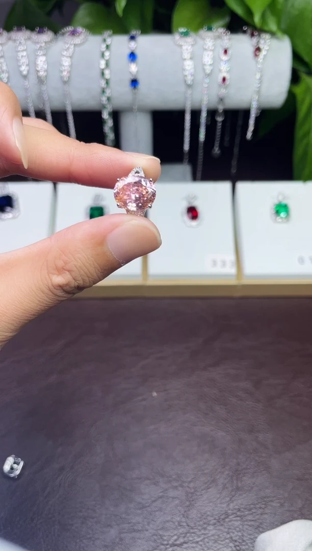 合金合成钻石日出粉戒指