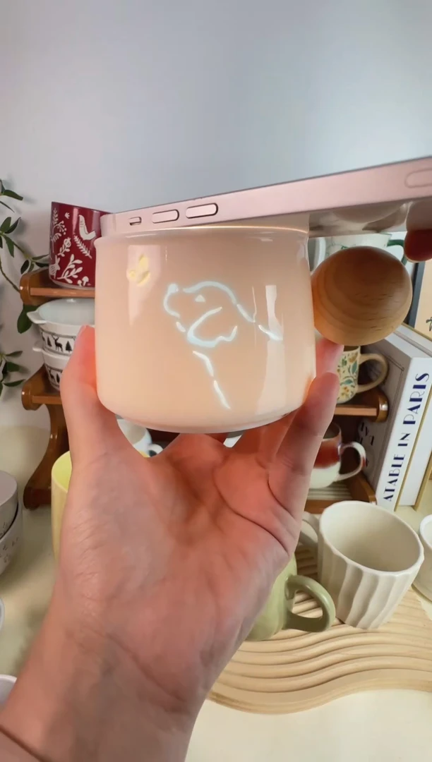 陶瓷无盖款德化白瓷狗玲珑杯