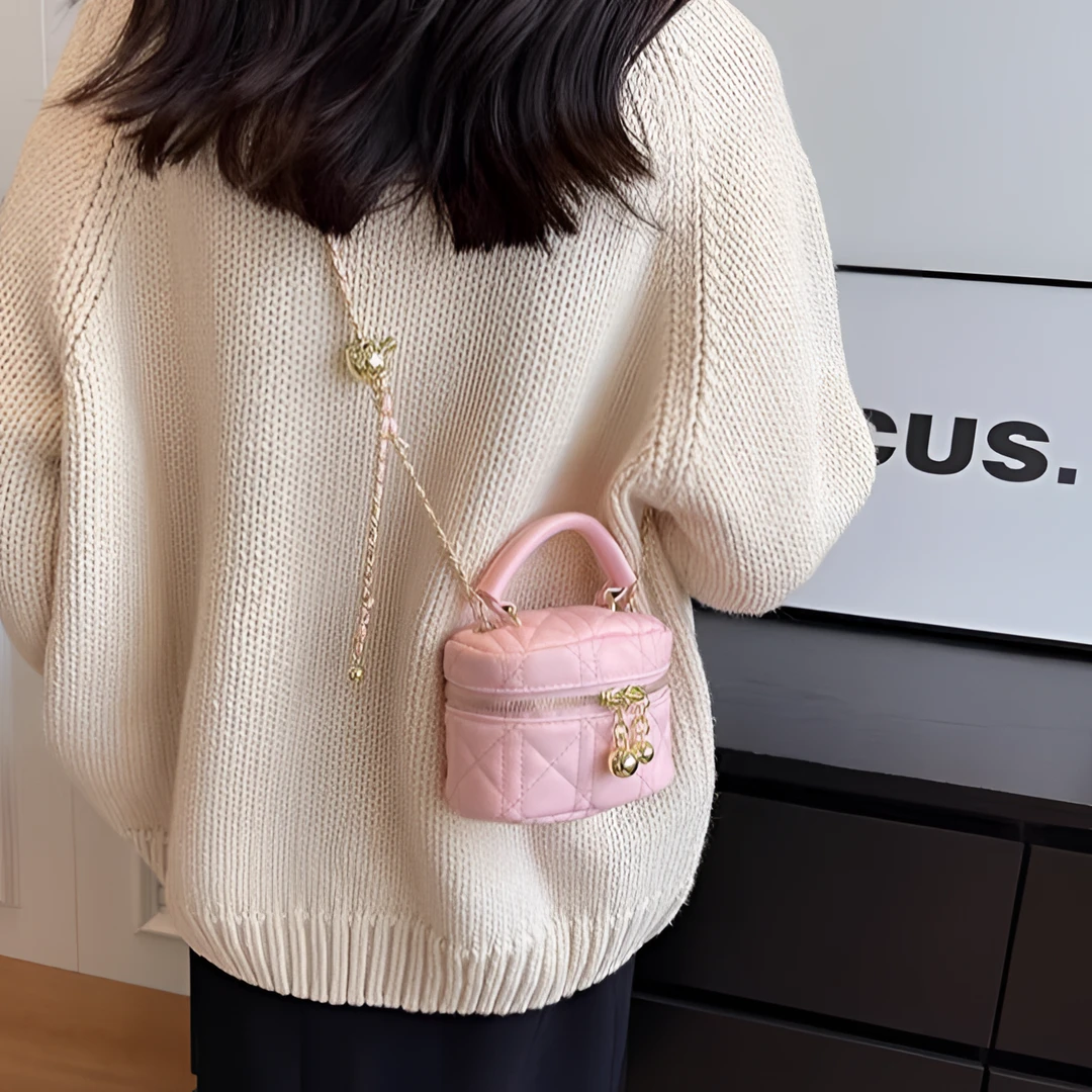 秋冬迷你小包包女2025新款潮菱格链条包网红高级感百搭斜挎水桶包