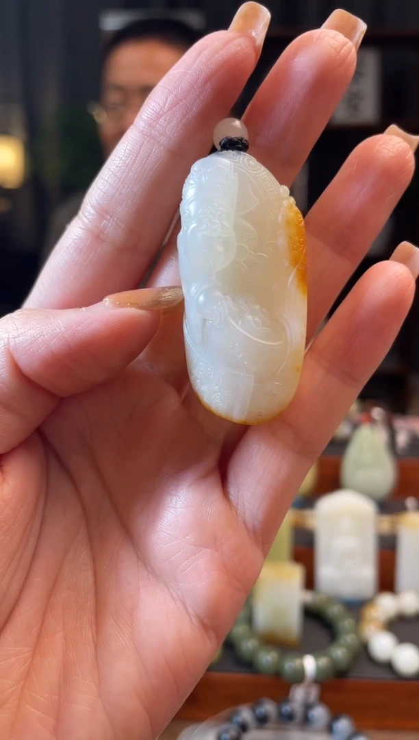和田玉未镶嵌吊坠(不含链)财神