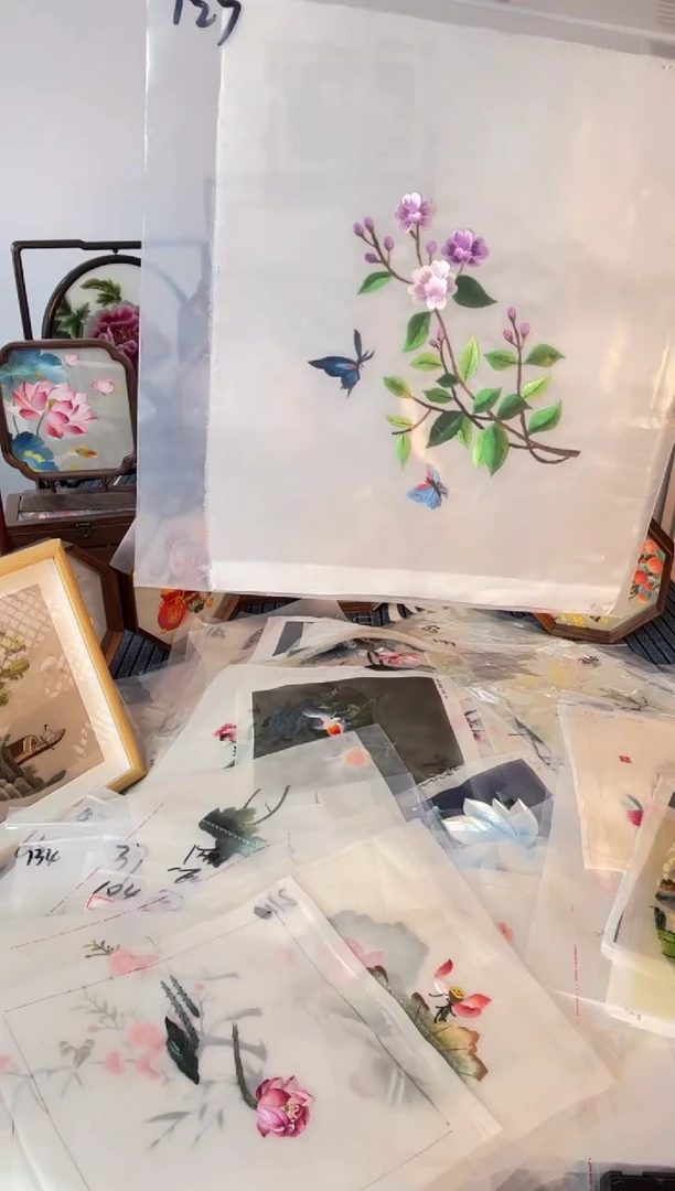 织绣纯手工苏绣双面绣绣布127