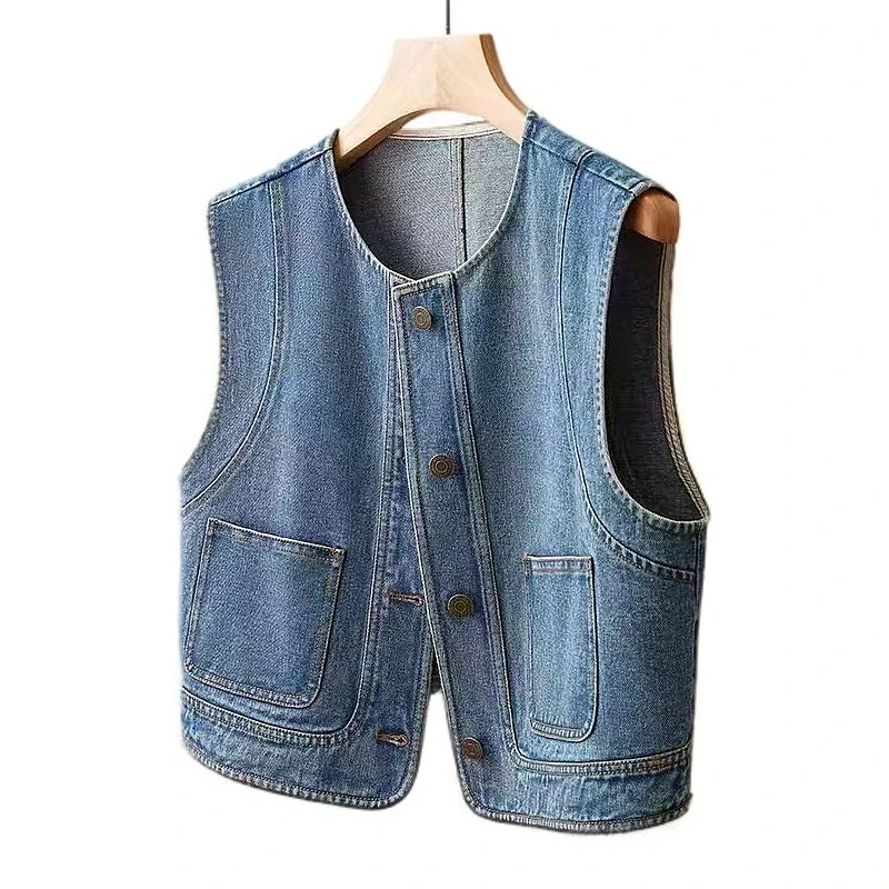 显瘦马夹时尚马甲薄款百搭宽松透气法式春秋上衣网红女士牛仔马甲