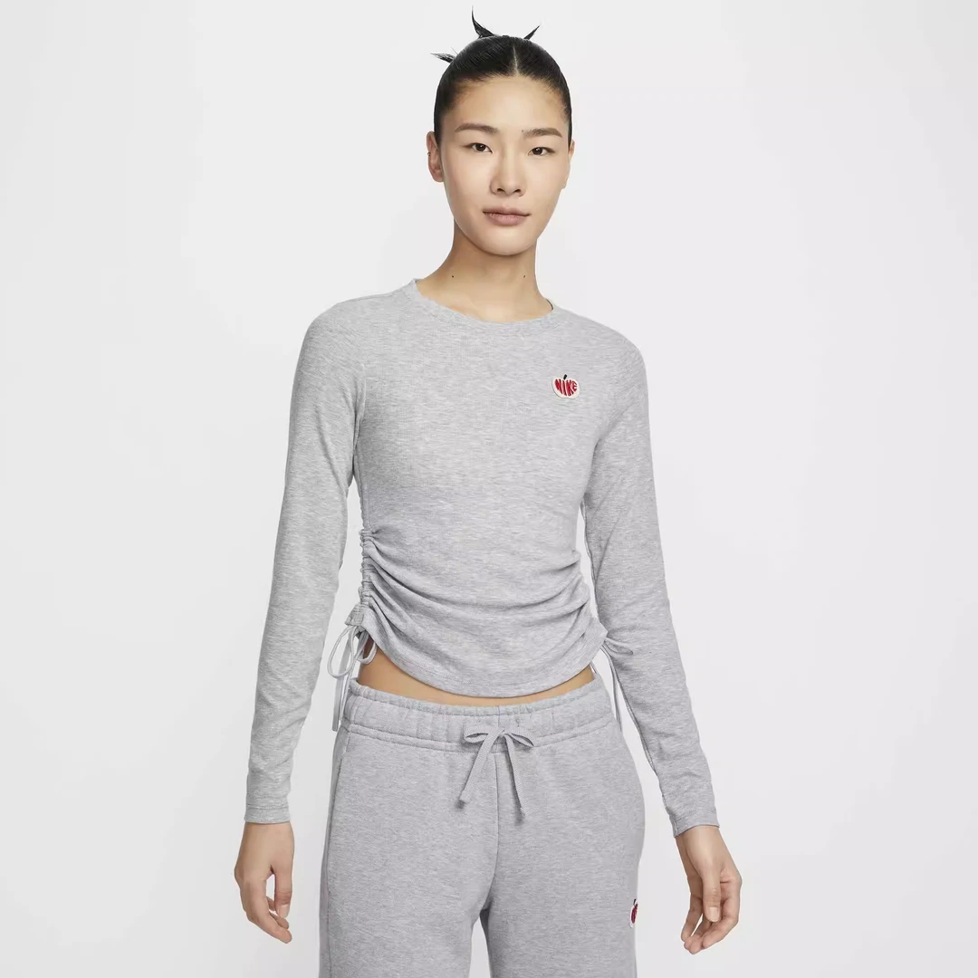 NIKE/耐克女子运动休闲上衣修身抽绳长袖T恤 HV8728-063