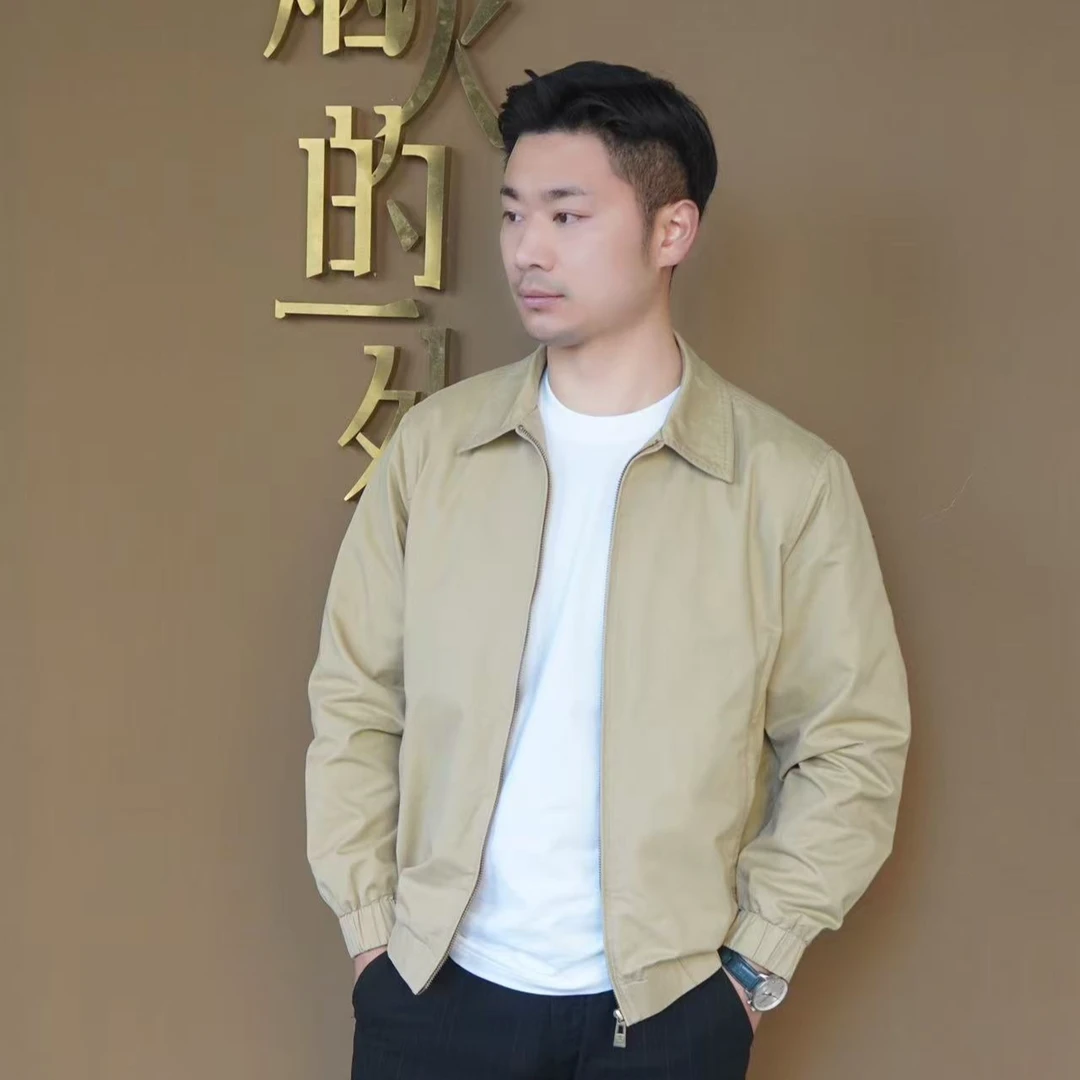 秋季复古老钱风男款夹克100%纯棉舒适休闲男外套全棉简约百搭