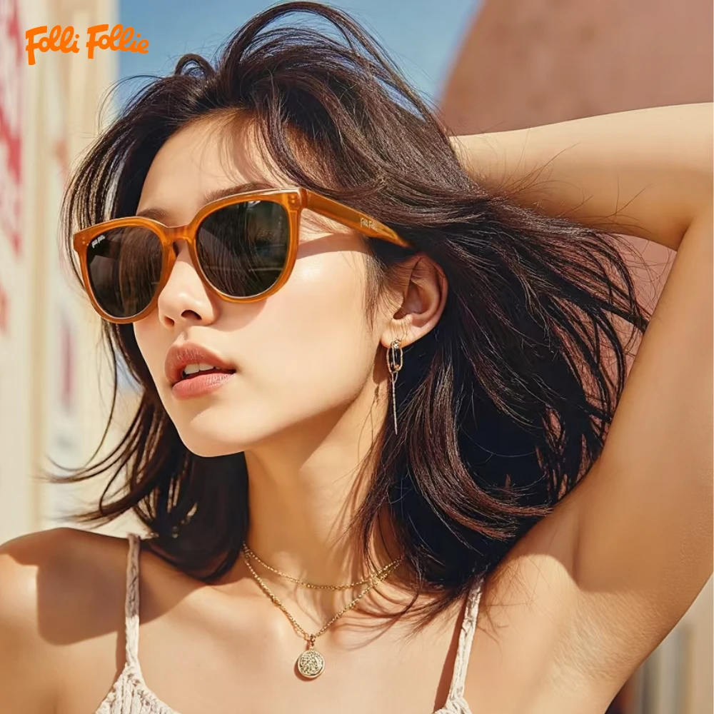 follifollie网红太阳镜百搭时尚大框墨镜遮阳潮流防紫外线80901