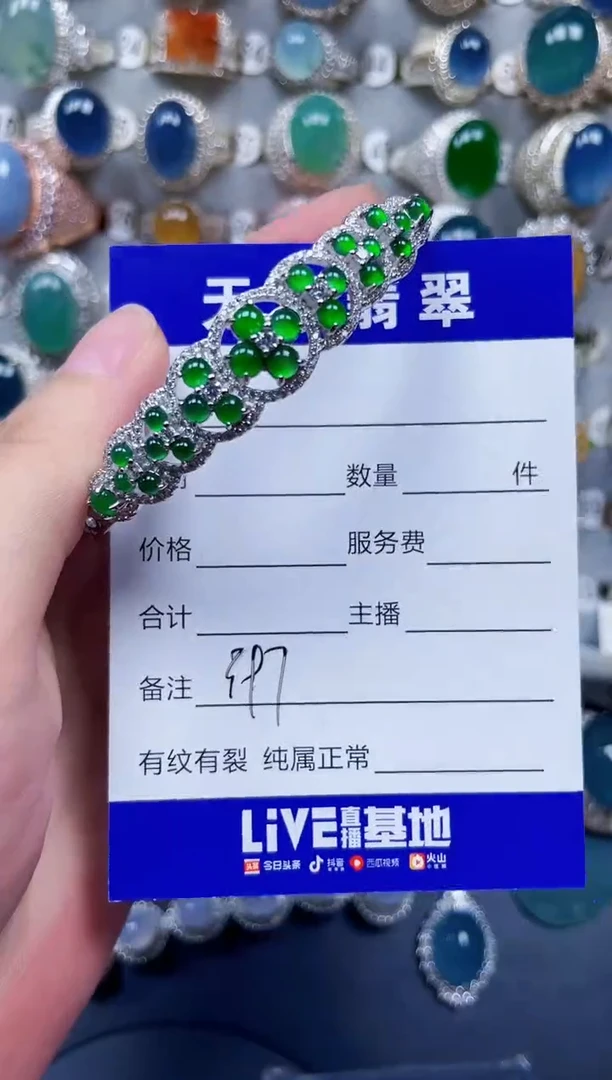 银S925镶嵌手镯翡翠397