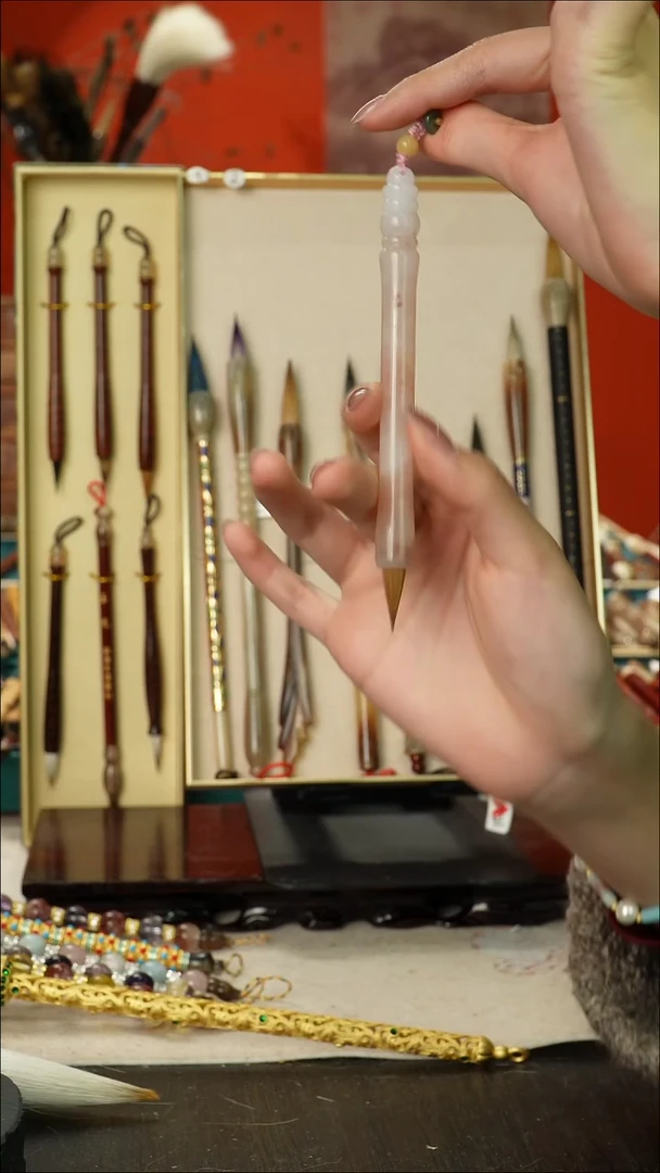 153号闪孤品高货毛笔链接 清水试笔 蘸墨不退