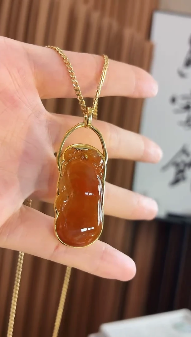 吊坠(不含链)18K金镶嵌翡翠吊坠