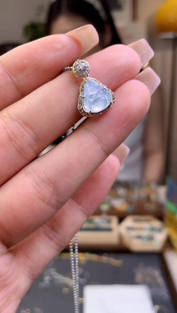 翡翠银S925镶嵌吊坠(不含链)【挽石珠宝】佛公