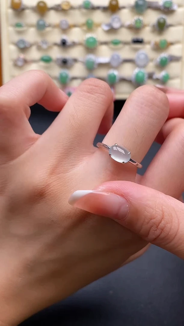 银S925镶嵌戒指翡翠4444444+2