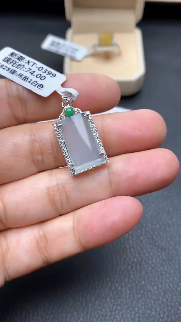 银S925镶嵌戒指翡翠1