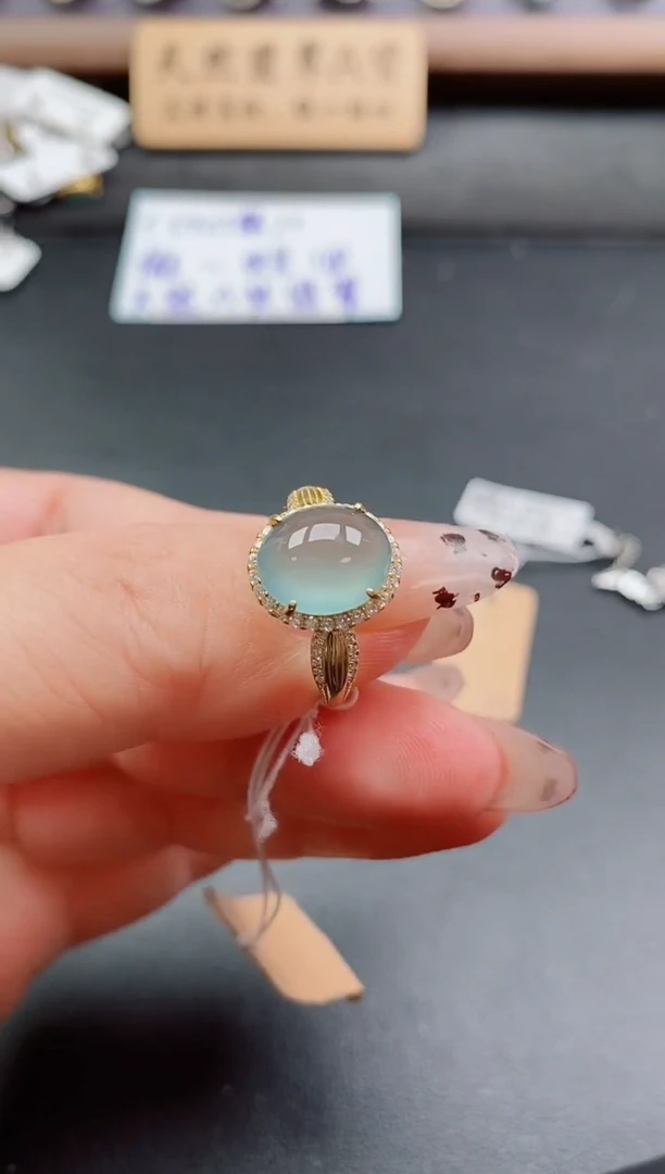 银S925镶嵌戒指翡翠1