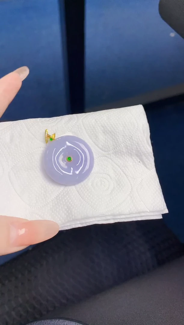 颈饰18K金镶嵌翡翠缅甸天然翡翠A货