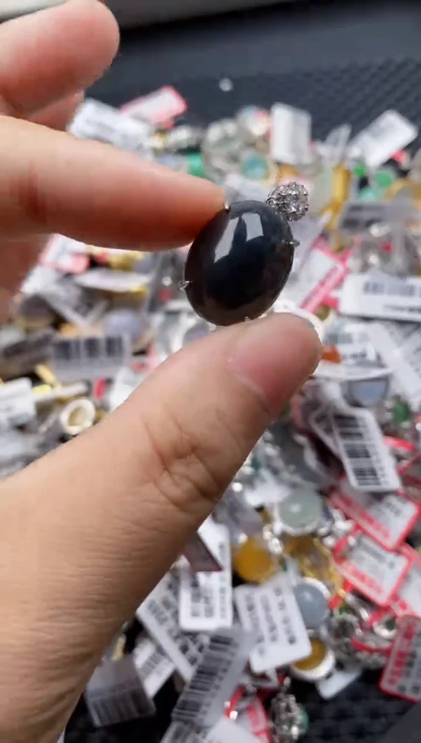 翡翠戒指银S925镶嵌6666---2