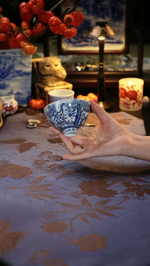 一儒堂 松竹梅锦鲤鸡心杯