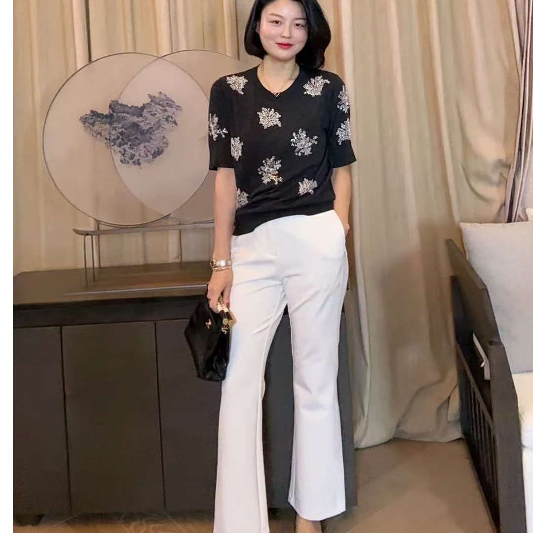 TANTAN 显瘦修身百搭简约通勤休闲裤2535