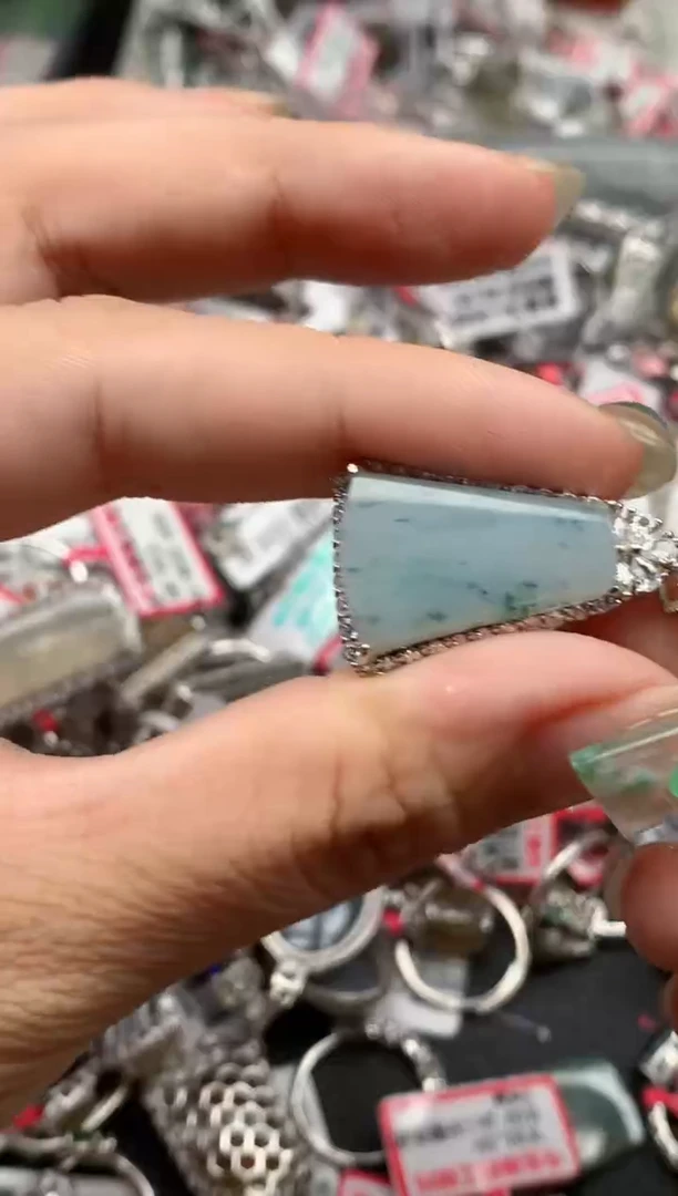 银S925镶嵌戒指翡翠天然A货缅甸翡翠