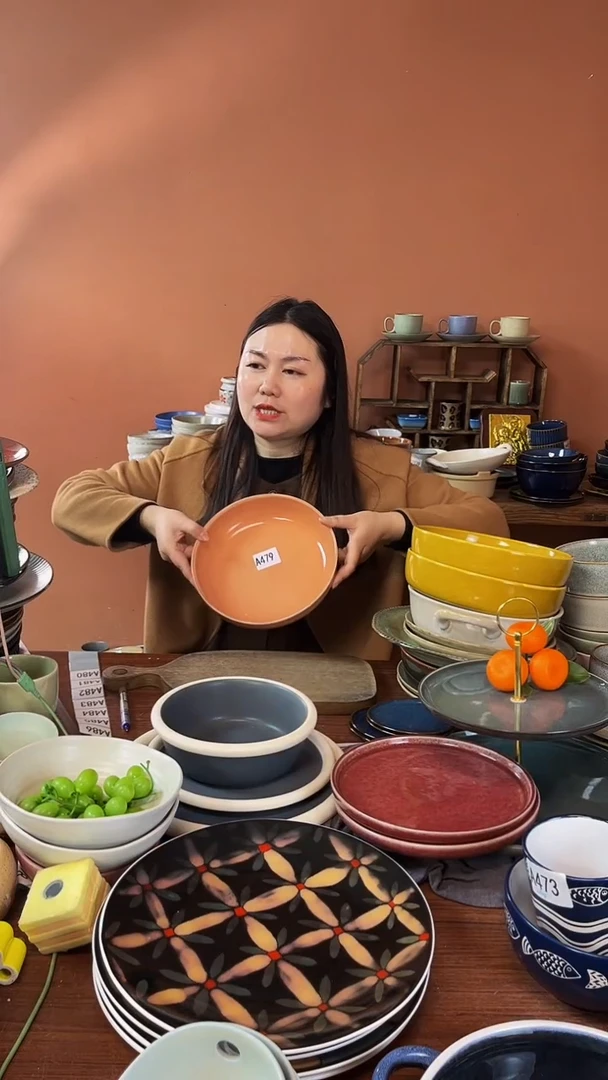 【闪购商品】碗A479  陶瓷橘色深盘一个微瑕