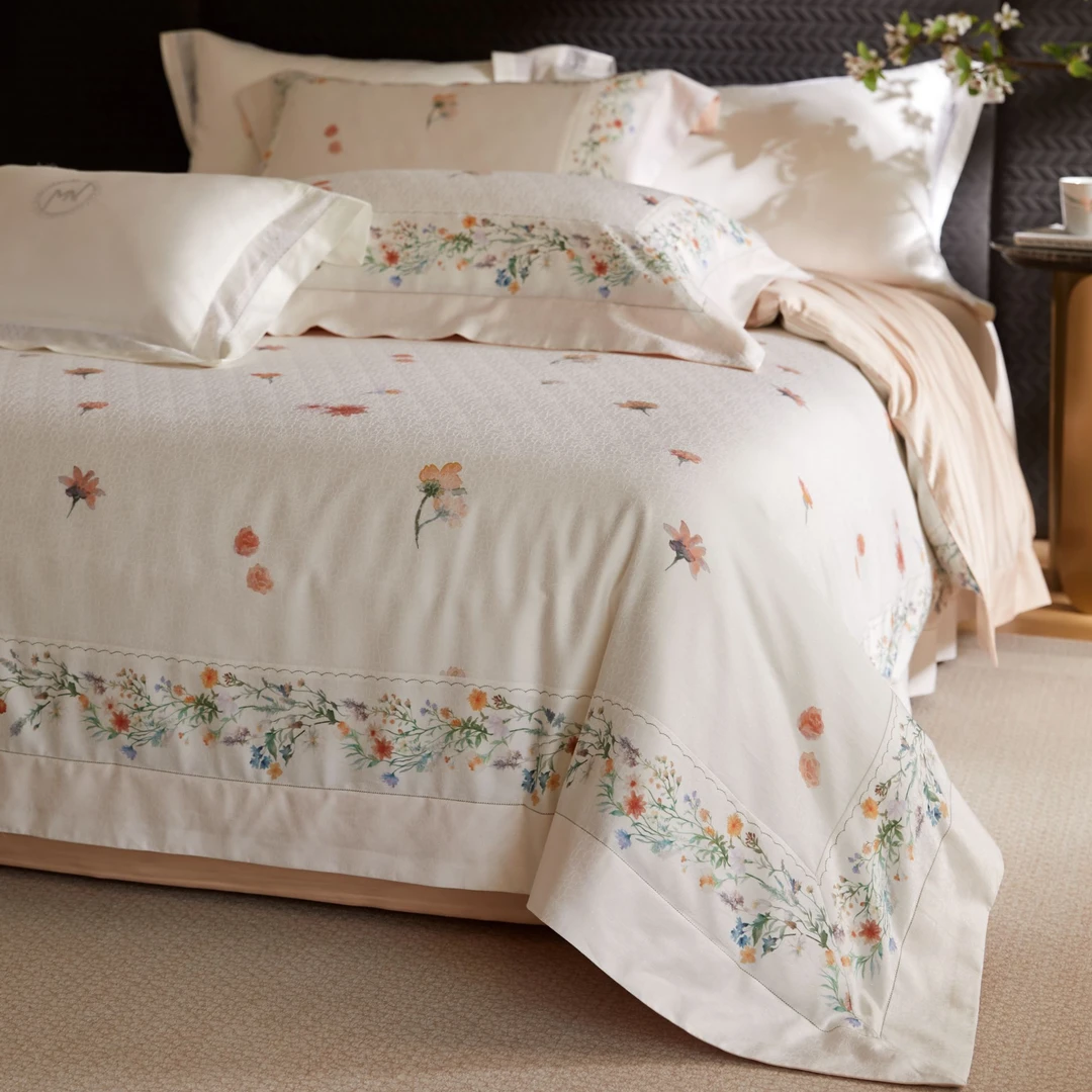 忘忧花开丨天丝棉金丝小锦缎重工提花印花滚绳亲肤奢高端四件套