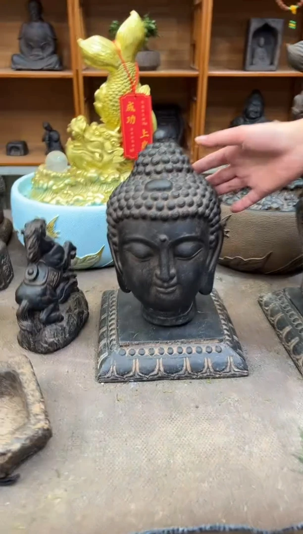 陶土【火山泥】小佛首+莲花底座